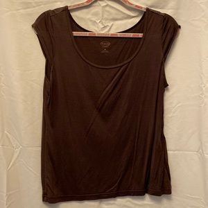 Talbots 100% silk, brown shirt sleeve top